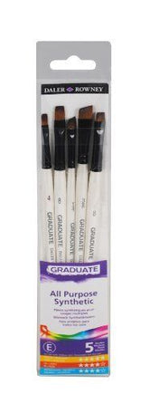 Daler Rowney Graduate Brushes Wallets (Short Handle) Synth Flt&Shd 5 Brush Set - Al Masam Stationery LLC